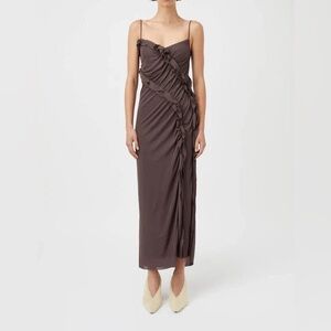 CAMILLA AND MARC Emil Slip Midi Dress in brown in au size 6